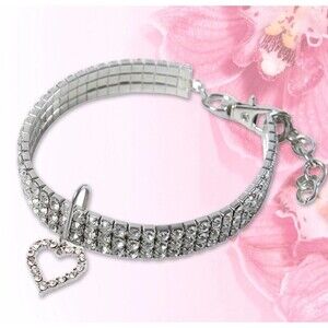 Fashionable Clear Rhinestone Bling Dog Collar - Size M